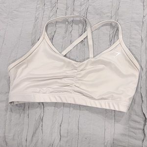 Gym Shark Ruched Sports Bra in Cream